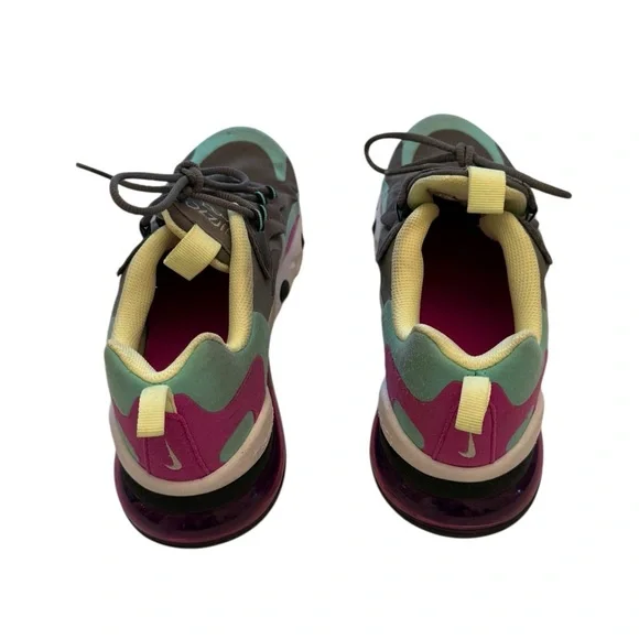 Nike Air Max 270 Sneakers - React Run Girls Size 6Y Gray, Green, Purple, Yellow - Picture 7 of 14